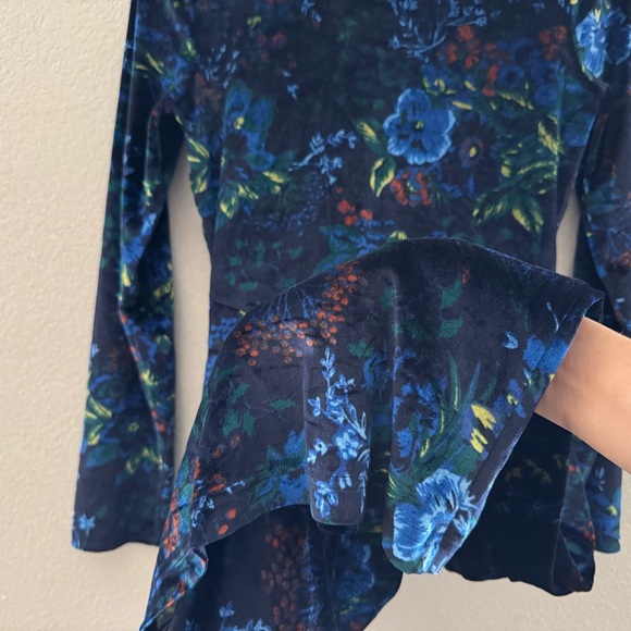 Maeve Constance Velvet Midi Dress Womens Small Blue Floral Party Holiday Boho - Picture 12 of 14